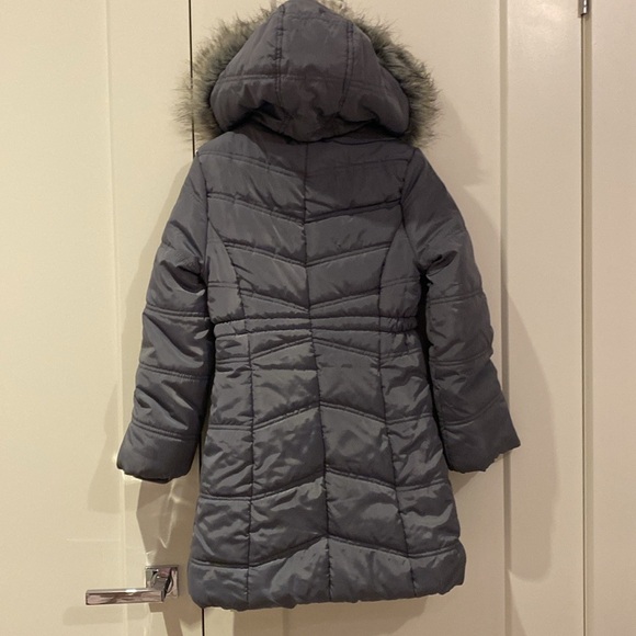 Girl's Faux Fur-Trim Hooded Long Puffer Coat - Picture 8 of 9